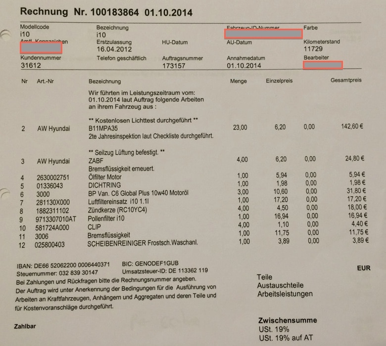 Inspektion Hyundai i10 – Intervalle, Ölfinder, Kosten